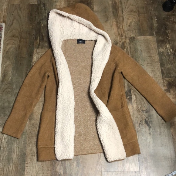 Zara Brown Sherpa Hood Jacket Coat - Picture 3 of 7